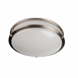 16W 10-in LED Flush Mount Fixture, Dimmable, 1100 lm, 120V, 3000K, Brushed Nickel