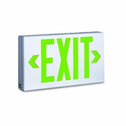 2.3W LED Exit Sign w/ Battery Backup, Universal, AC Only, Green, 120V-277V, White