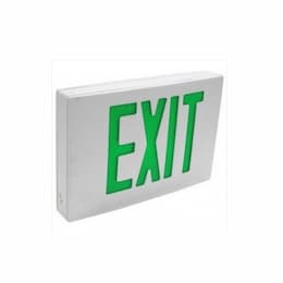 4.4W Green LED Exit Sign w/ Battery Backup, Double Face, 120V-277V, White