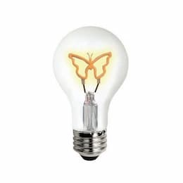1.5W Butterfly Shape LED A19 Bulb, Dimmable, Yellow