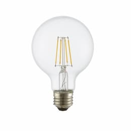 5W LED G25 Filament Bulb, Dimmable, 120V, Glass, 3200K-1800K