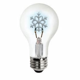 1.5W LED A19 Bulb, Snowflake, Dimmable, E26, 120V, Blue
