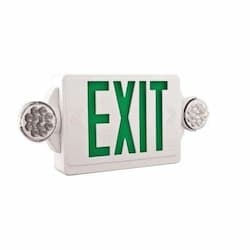 LED Emergency Exit Combo, Bug Eyes, White Housing w/Green Letters