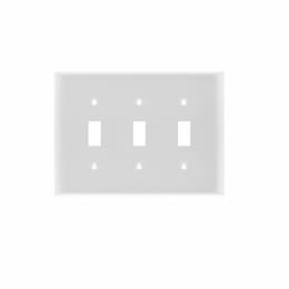 3-Gang Toggle Switch Wall Plate, Plastic, Standard, White