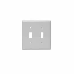 USI 2-Gang Toggle Switch Wall Plate, Plastic, Standard, White