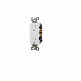 20 Amp Decorator Receptacle, Self Grounding, Tamper Resistant, White