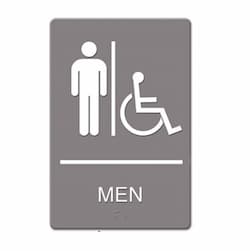 Gray/White "Men Handicap" ADA Sign 6X9