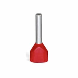 Insulated Twin Ferrule Sleeve, 0.47-in, 2 x 1 mm/ 2 x 18 AWG, Red