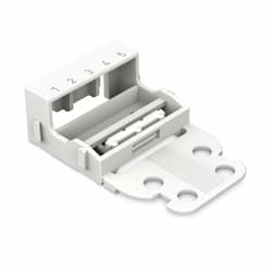 4 mm Mounting Carrier for 5-Conductor 221 Series Lever-Nuts, Horizontal Snap-in, White