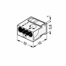 Micro Push Wire Connector, 4 Conductor, 26-24 AWG, Clear