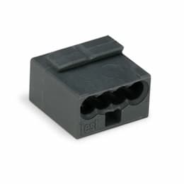 Micro Push Wire Connector, 4 Conductor, 22-18 AWG, Dark Gray, Pack of 1000