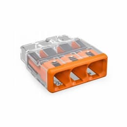 Wago Compact Splicing Connector, 3-Conductor, AWG, Orange, 10 Pack