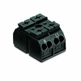 Wago Chassis Mount Terminal Strip w/o Contact, 4 Conductor, 2-Pole, Screw, 2 x Pin, Black