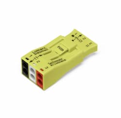 Luminaire Quick Disconnect Pushwire Connector, 3-Pole, Yellow, 20pk