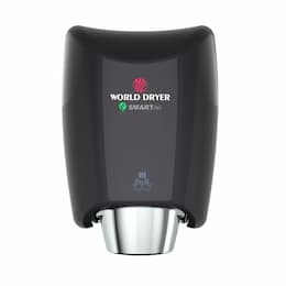 World Dryer 1200W SMARTdri Hand Dryer, Aluminum, 100/120V, Black Finish