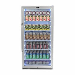 100W Commercial Beverage Refrigerator, 115V, Stainless Steel & White