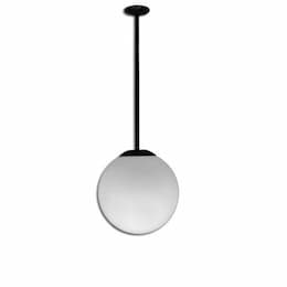 13-in 18W Globe Ceiling Light, 24-in Stem, 85V-265V, 3000K, Black