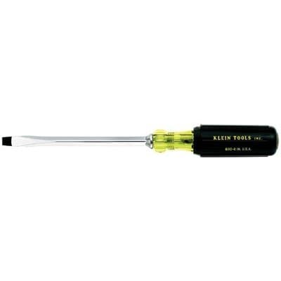 Klein Tools 8'' Heavy Duty Slotted Keystone Tip Cushion Grip Screw Driver