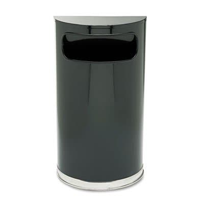 Rubbermaid Half Round, 9 Gallon, Black and Chrome Receptacle