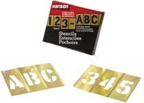 C.H. Hanson 1'' Single Panel Brass Stencil Gothic Letter & Number Sets, 45 Piece