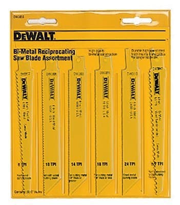 Dewalt 6 Piece Wood/Metal Cutting Reciprocating Saw Blade Set