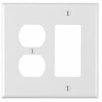 Combo 2-Gang Receptacle and Decorative Switch Wall Plate, White