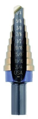 Irwin 3/16"-7/8" 12 Step Sizes Unibit Cobalt Step Drill