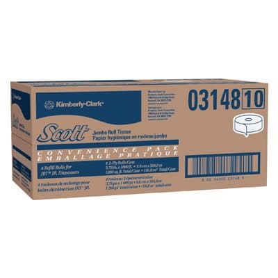 Kimberly-Clark 2 Ply, SCOTT Jumbo Roll Bathroom Tissue- 9-in x 1000 ft