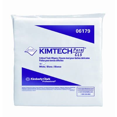Kimberly-Clark White, 100 Count Flat KIMTECH PURE W5 Dry Wipers-9 x 9