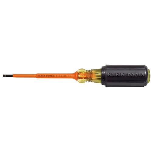 Klein Tools Insulated Screwdriver - 4'' Shank, 1/8'' Slotted Tip