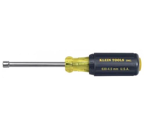 Klein Tools 4.5 mm Nut Driver - 3'' Hollow Shank, Cushion Grip