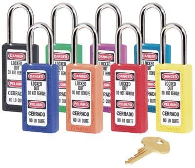 Master Lock Yellow No. 410 & 411 Lightweight Xenoy Safety Lockout Padlock