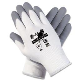 MCR Safety Ultra Tech Foam Seamless Nylon Knit Gloves, Large, White/Gray