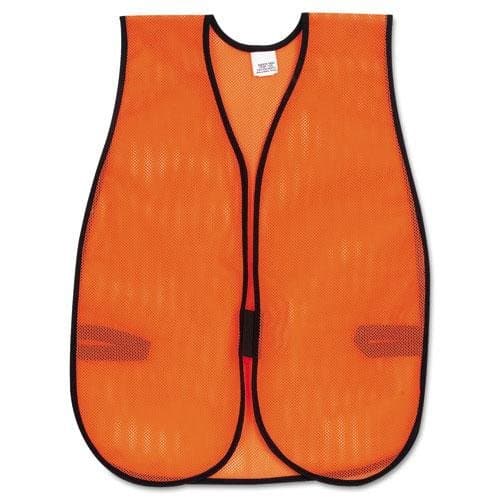 MCR Safety Orange Safety Vest, Polyester Mesh, Hook Closure