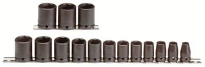 Proto 1/2" Drive 15 Piece Black Oxide Impact Socket Set