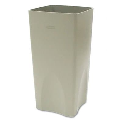 Rubbermaid Beige, Square Plastic Plaza Waste Container Rigid Liner- 19 Gallon