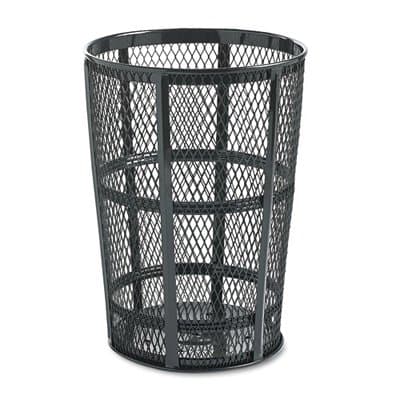 Rubbermaid Black Steel, 48 Gallon Round Street Basket Waste Receptacle