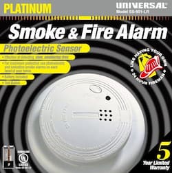 USI Photoelectric Smoke & Fire Alarm, 9V Battery Operated