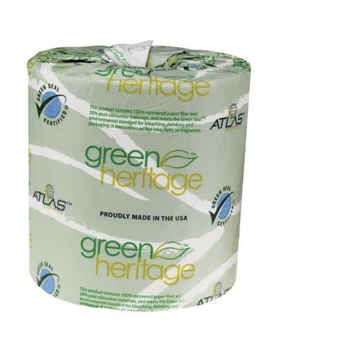 Atlas Green Heritage 1-Ply Bathroom Tissue, 4.5 in X 3.8 in
