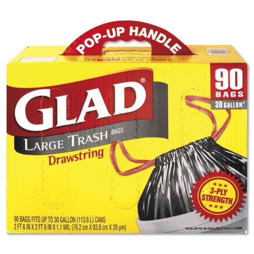 Clorox Glad Black 30 Gal 3-Ply Strength Drawstring Outdoor Trash Bags