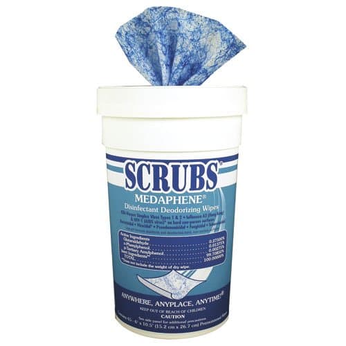 Dymon Medaphene Scrubs Disinfectant Deodorizing Wipes 6X10.5