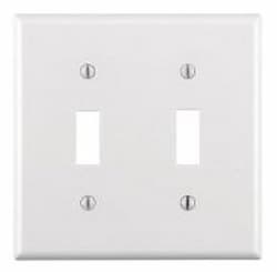 GP 2-Gang Plastic Toggle Switch Wall Plate, White