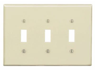 GP 3-Gang Plastic Toggle Switch Wall Plate, Ivory