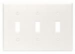 GP 3-Gang Plastic Toggle Switch Wall Plate, White