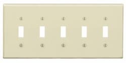 GP 5-Gang Plastic Toggle Switch Wall Plate, Ivory