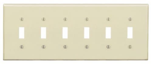 GP 6-Gang Plastic Toggle Switch Wall Plate, Ivory