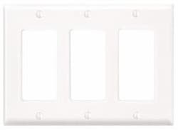 GP 3-Gang Plastic Rocker Switch Wall Plate, White