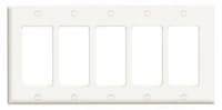 5-Gang Plastic Rocker Switch Wall Plate, White