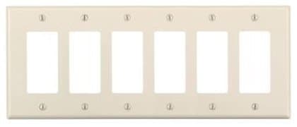 GP 6-Gang Plastic Rocker Switch Wall Plate, Almond