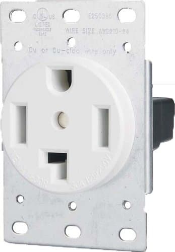 GP 30 Amp Flush Mount Dryer Outlet, White